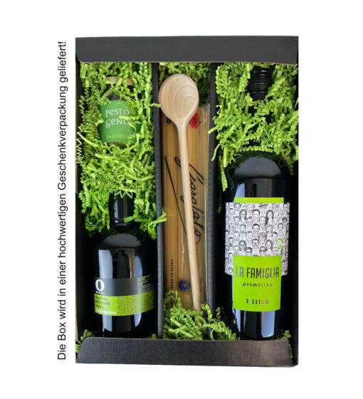 Geschenkbox Italien/Spanien - Wein, Pasta und Olivenöl