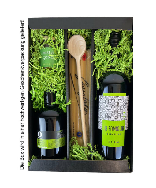 Geschenkbox Italien/Spanien - Wein, Pasta und Olivenöl